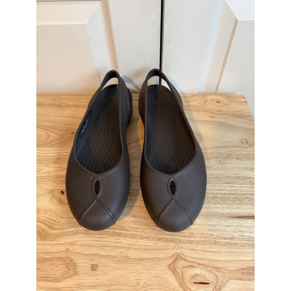 Crocs Olivia II Flats Shoes Womens 11 Brown Sling Back Slip On Comfort